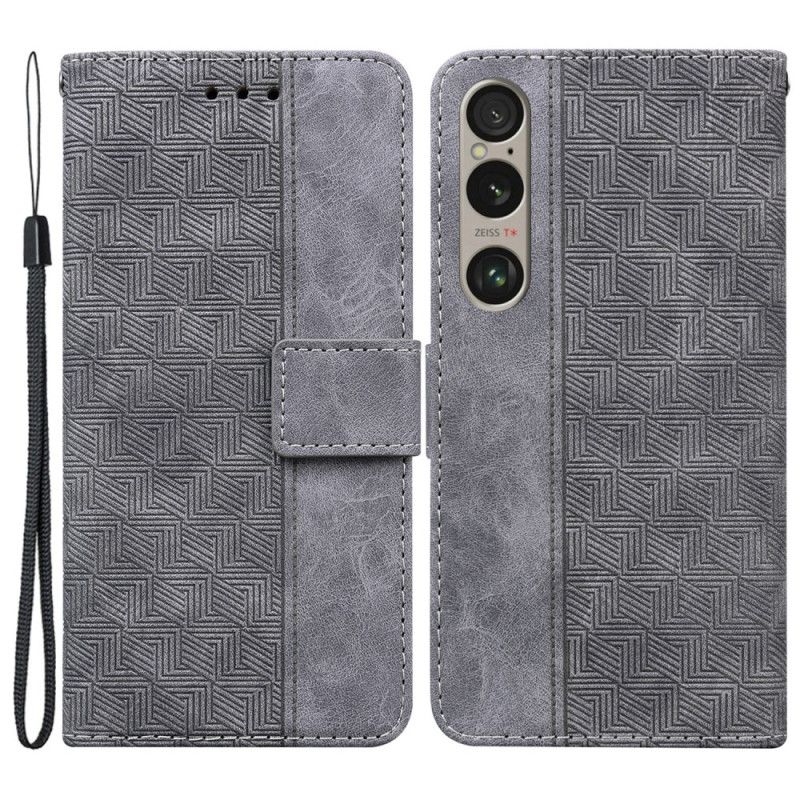 Housse Sony Xperia 1 VI Motif Tissé à Lanière