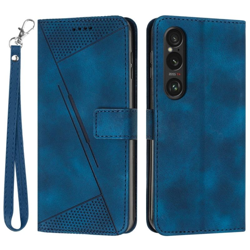 Housse Sony Xperia 1 VI Motif Triangulaire à Lanière