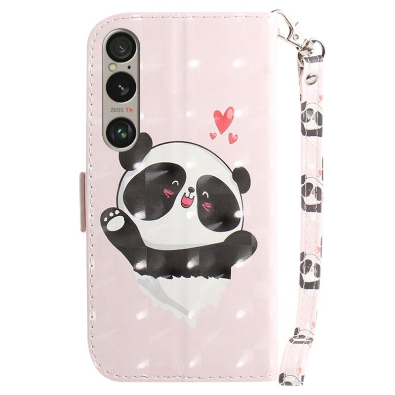 Housse Sony Xperia 1 VI Panda Love à Lanière