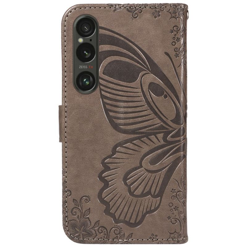 Housse Sony Xperia 1 VI Papillon Graphique à Lanière