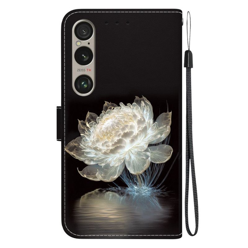 Housse Sony Xperia 1 VI Pivoine Cristal à Lanière