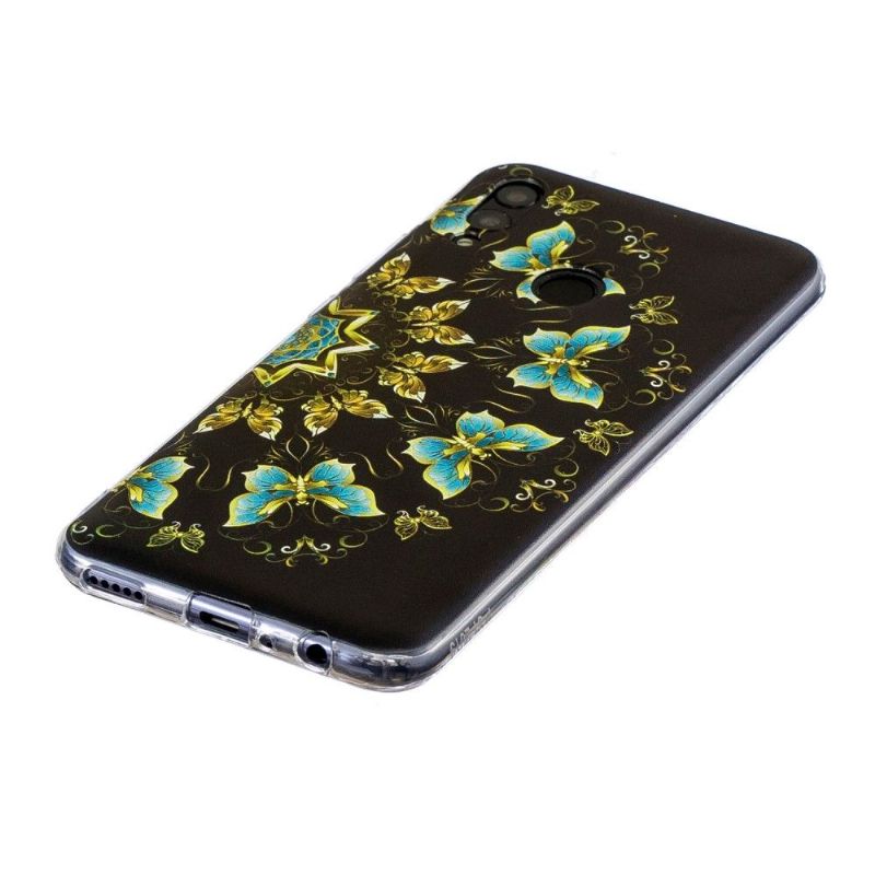 Honor 10 Lite - Coque papillons bleus et dorés