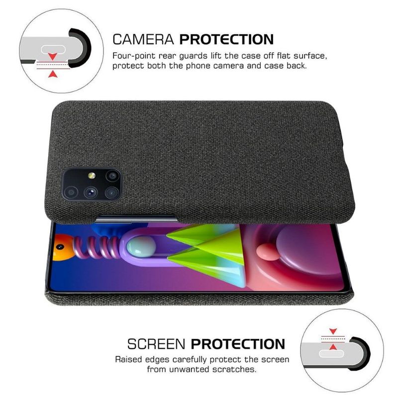 Coque Samsung Galaxy M51 revêtement tissu