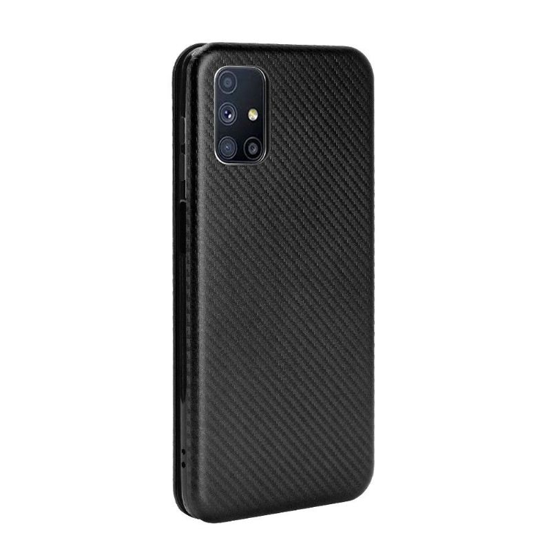 Housse Samsung Galaxy M51 Simili Cuir Style Fibre de Carbone