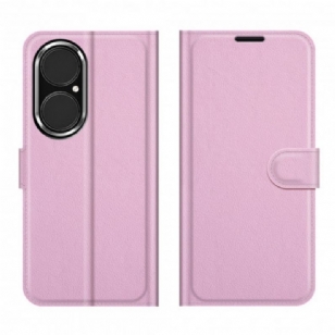 Housse Huawei P50 Style Cuir Litchi Classique