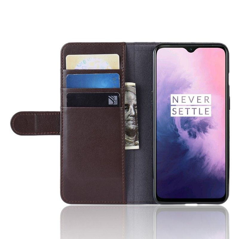 OnePlus 7 - Étui cuir premium portefeuille - Marron