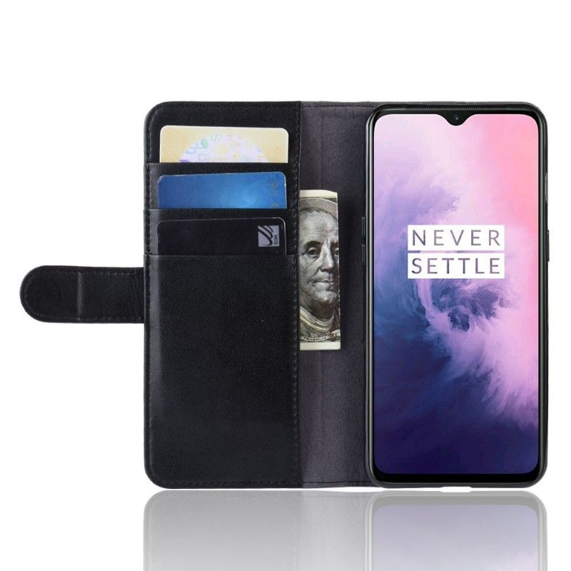 OnePlus 7 - Étui cuir premium portefeuille - Noir