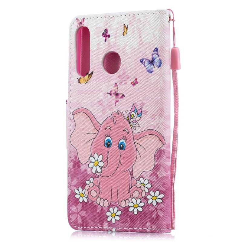 Huawei P30 Lite - Étui à lanière Éléphant rose