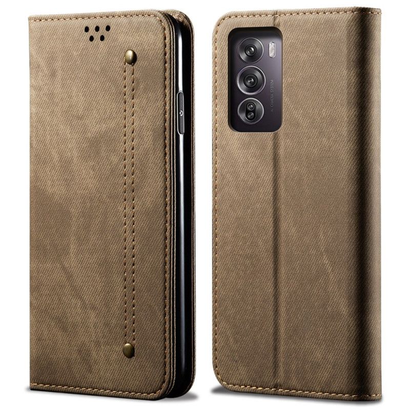 Flip Cover Oppo Reno 12 5G Tissu Jeans