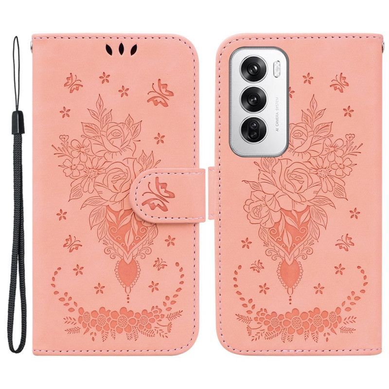 Housse Oppo Reno 12 5G Floralie à Lanière