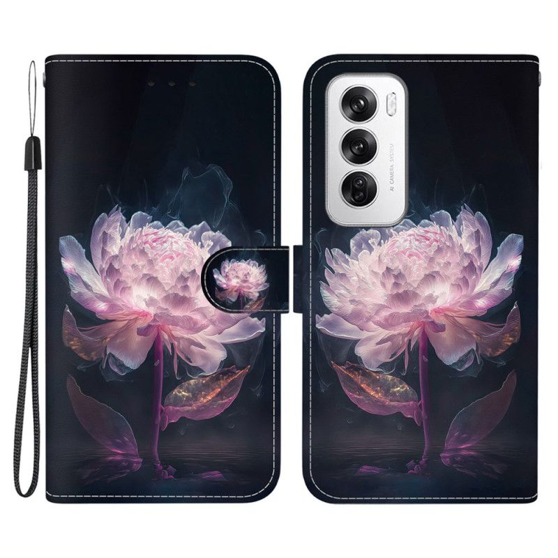 Housse Oppo Reno 12 5G Pivoine Pourpre à Lanière