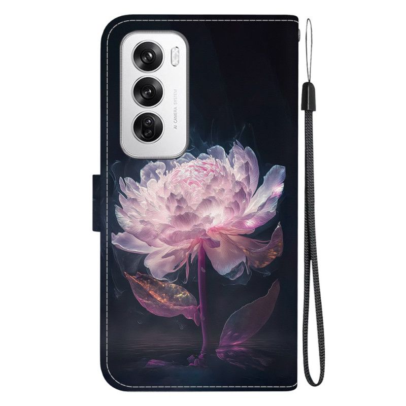 Housse Oppo Reno 12 5G Pivoine Pourpre à Lanière