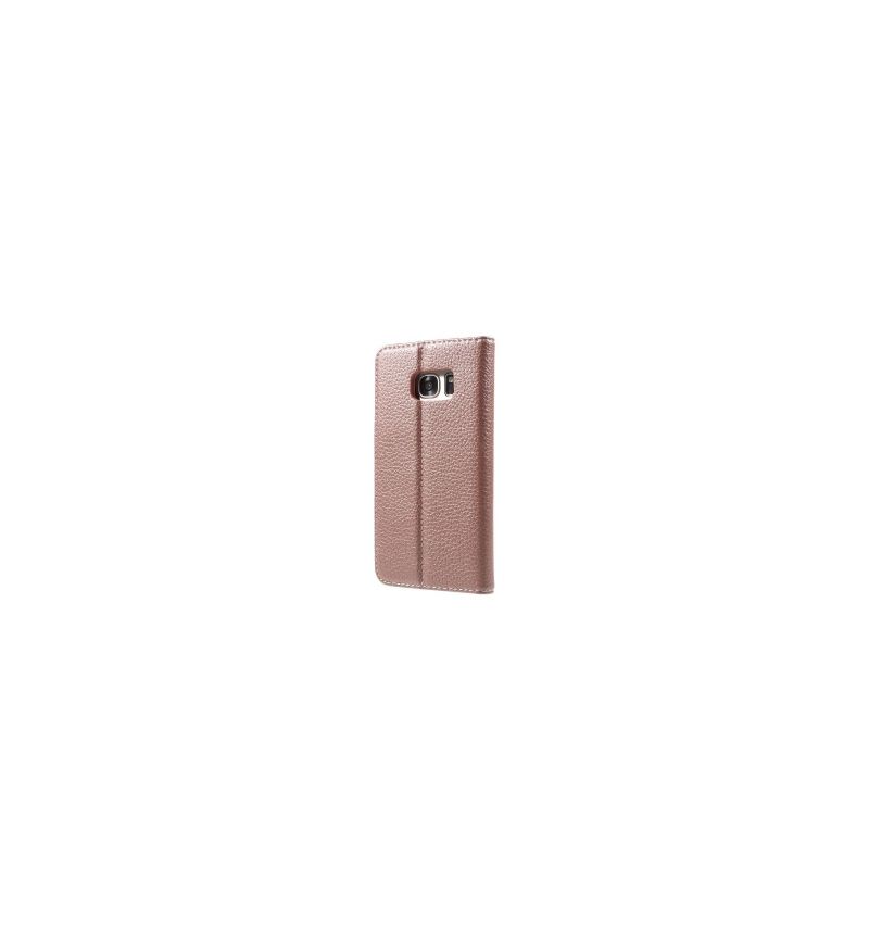 Housse Samsung Galaxy S7 Cuir texture litchi - Or rose