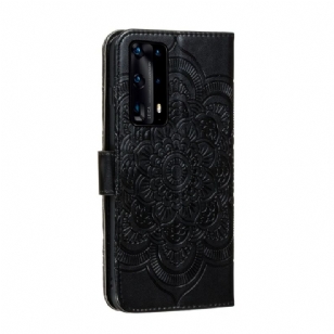 Housse Huawei P40 Pro+ Mandala Porte Cartes - Noir