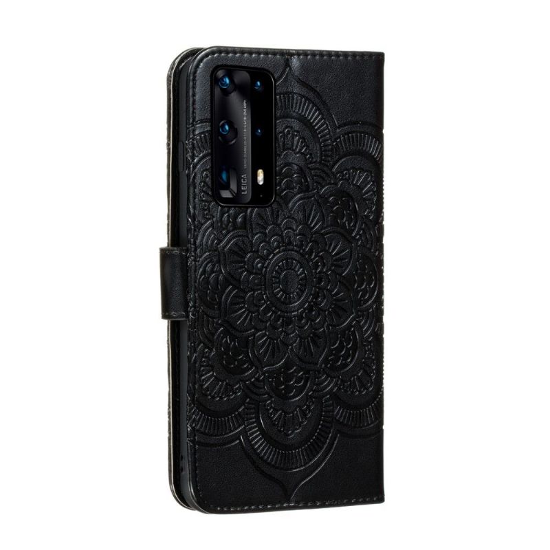 Housse Huawei P40 Pro+ Mandala Porte Cartes - Noir