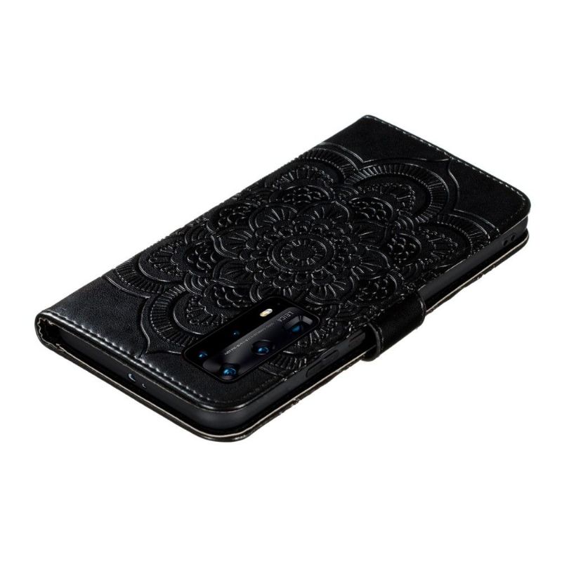 Housse Huawei P40 Pro+ Mandala Porte Cartes - Noir