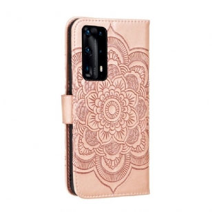 Housse Huawei P40 Pro+ Mandala Porte Cartes - Or Rose