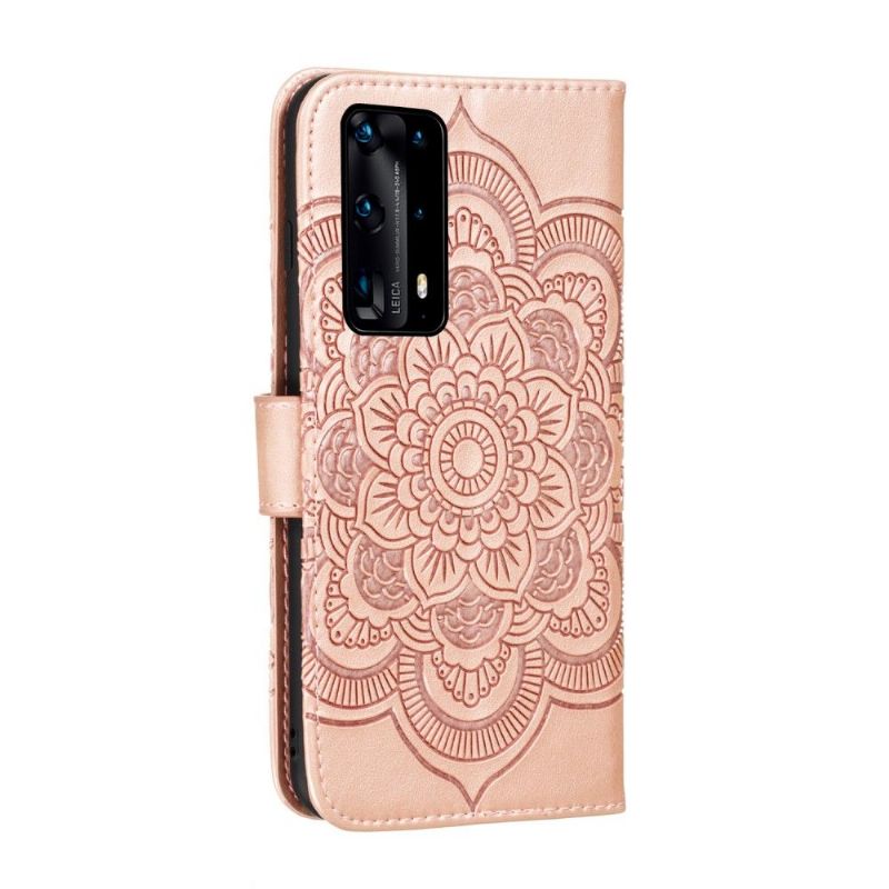 Housse Huawei P40 Pro+ Mandala Porte Cartes - Or Rose