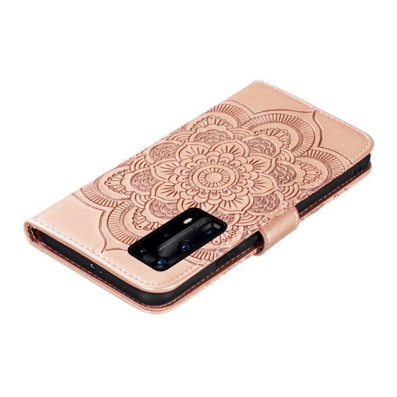 Housse Huawei P40 Pro+ Mandala Porte Cartes - Or Rose