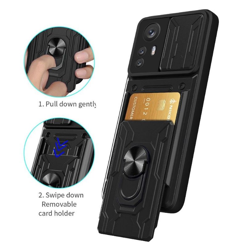 Coque Xiaomi 12 Pro Camera Slide Fonction Support + Porte-Carte