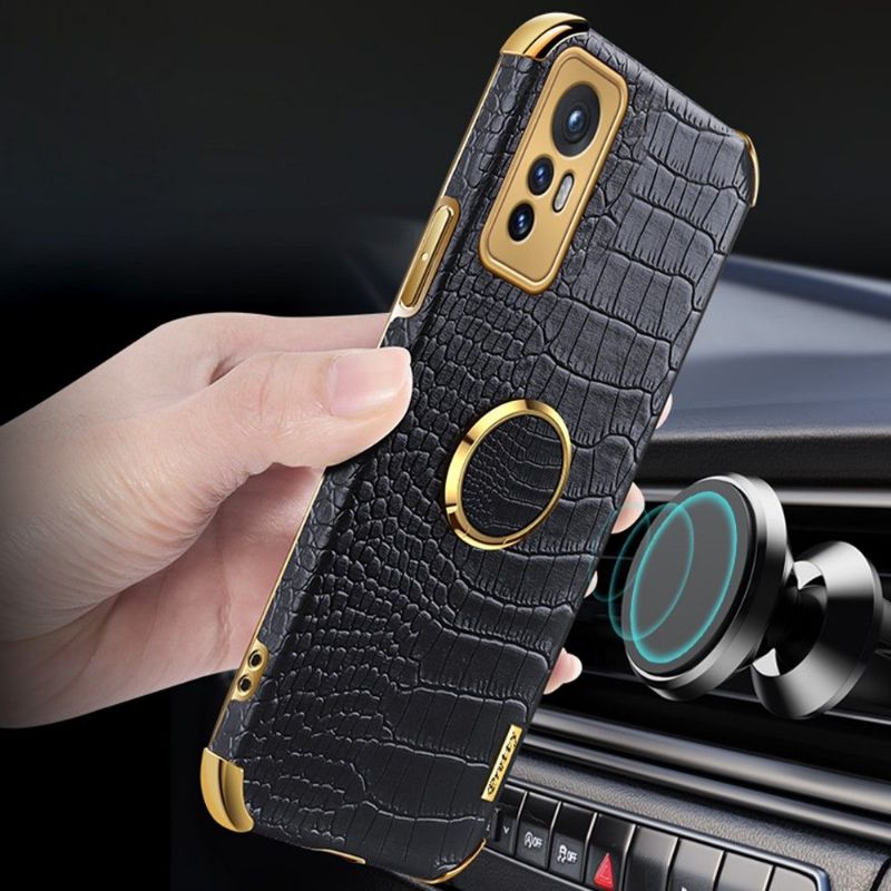 Coque Xiaomi 12 Pro Effet Croco avec Anneau