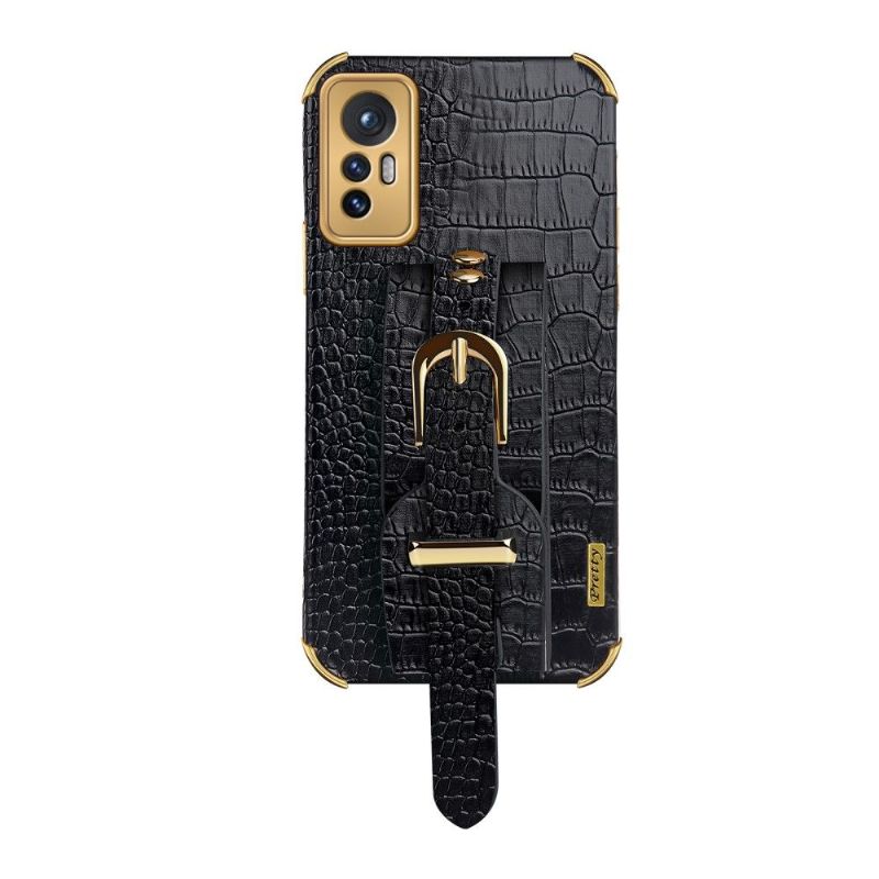 Coque Xiaomi 12 Pro Effet Croco avec Sangle