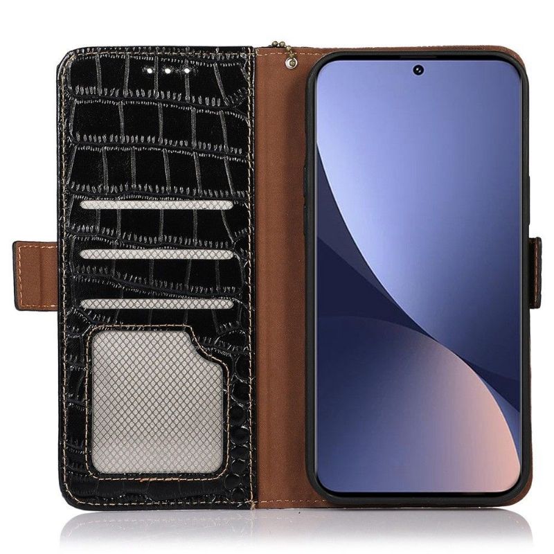 Housse Xiaomi 12 Pro Cuir véritable aspect croco