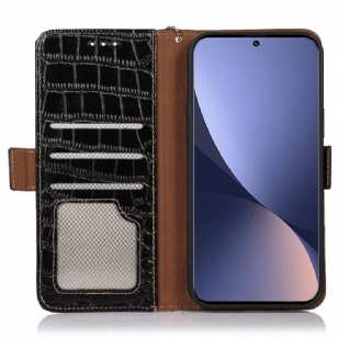 Housse Xiaomi 12 Pro Cuir véritable aspect croco