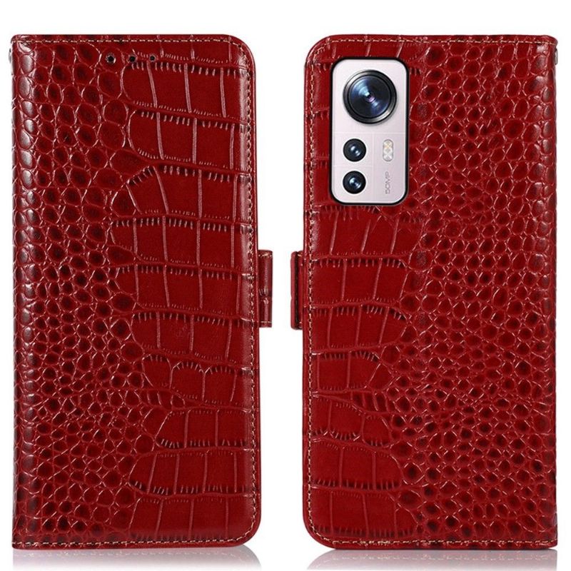 Housse Xiaomi 12 Pro Cuir véritable aspect croco