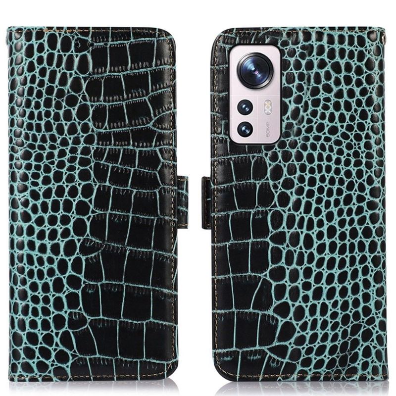 Housse Xiaomi 12 Pro Cuir véritable aspect croco