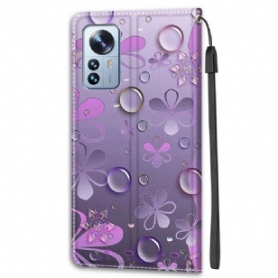 Housse Xiaomi 12 Pro Illustration fleurs violettes