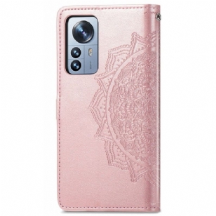 Housse Xiaomi 12 Pro Mandala relief en simili cuir