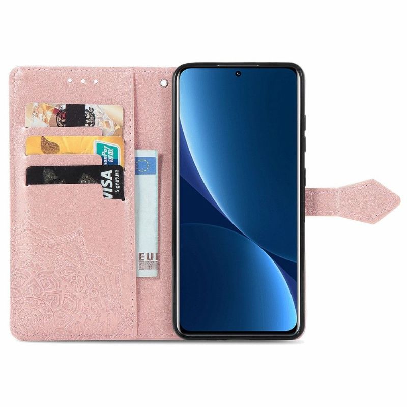 Housse Xiaomi 12 Pro Mandala relief en simili cuir