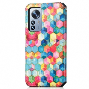 Housse Xiaomi 12 Pro Rabat Flip Cubes Colorés