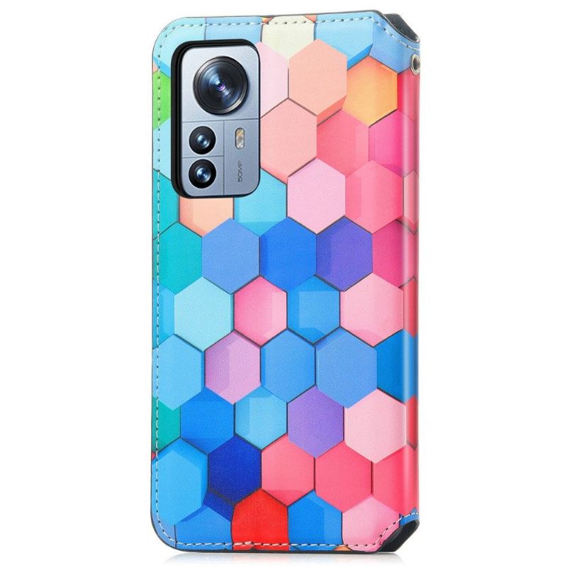 Housse Xiaomi 12 Pro Rabat Flip Nid d'Abeille Coloré