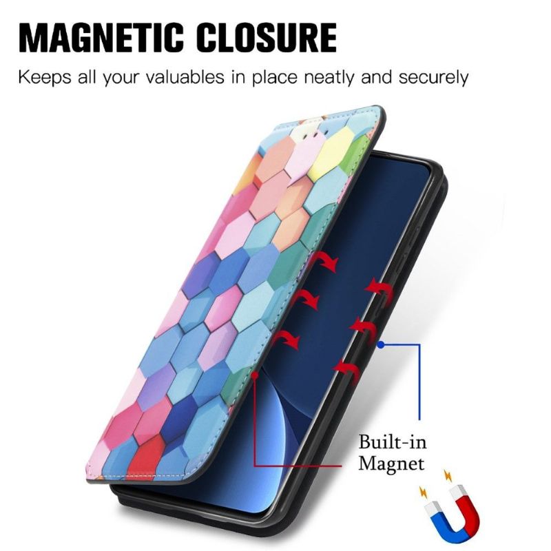 Housse Xiaomi 12 Pro Rabat Flip Nid d'Abeille Coloré