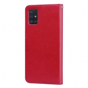 Housse Samsung Galaxy A51 imitation cuir motif rose