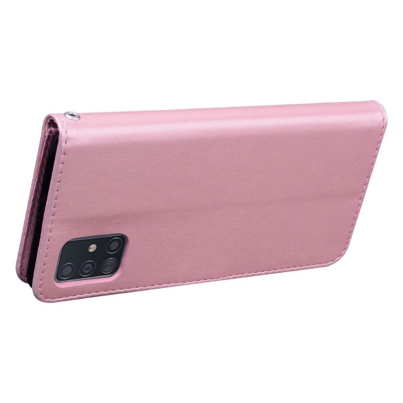 Housse Samsung Galaxy A51 imitation cuir motif rose