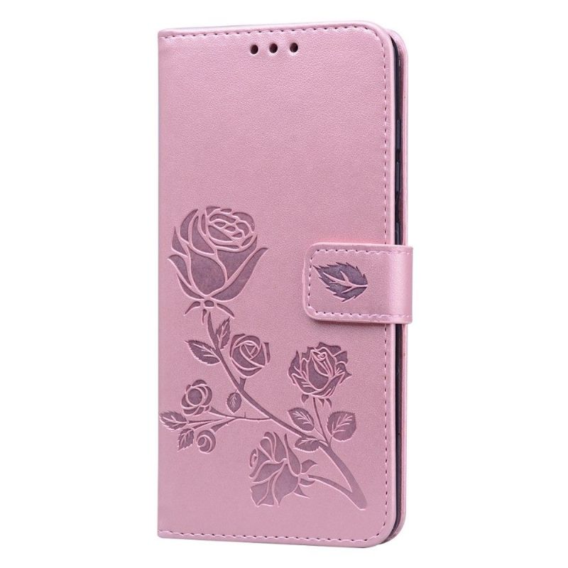 Housse Samsung Galaxy A51 imitation cuir motif rose