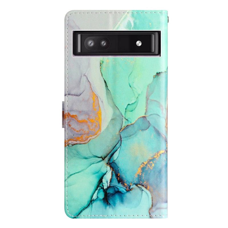 Housse Google Pixel 7A Motif Marbré à Lanière