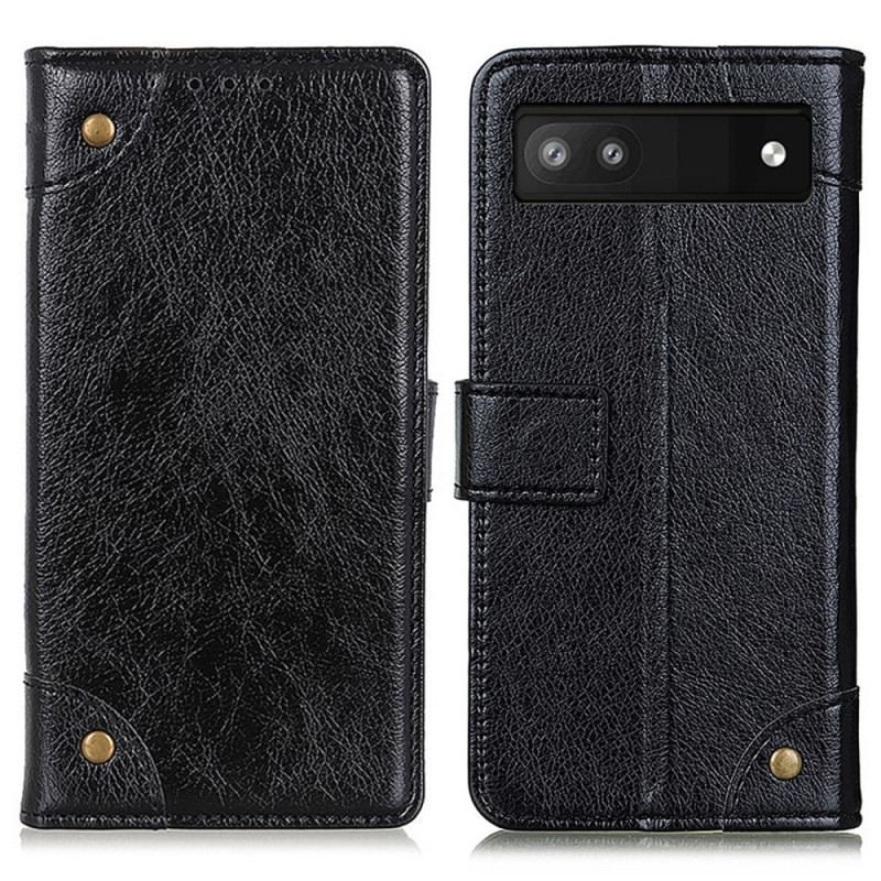 Housse Google Pixel 7A Style Cuir Nappa Rivets Vintage