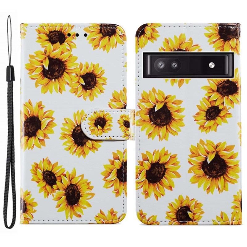 Housse Google Pixel 7A Tournesols à Lanière