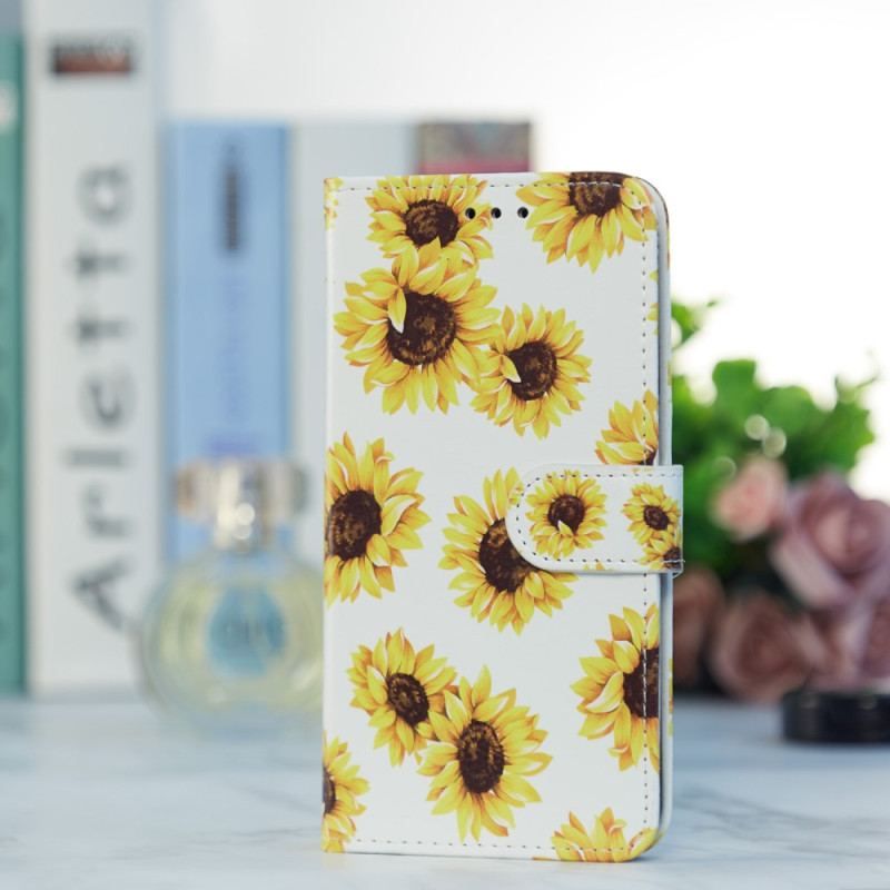 Housse Google Pixel 7A Tournesols à Lanière