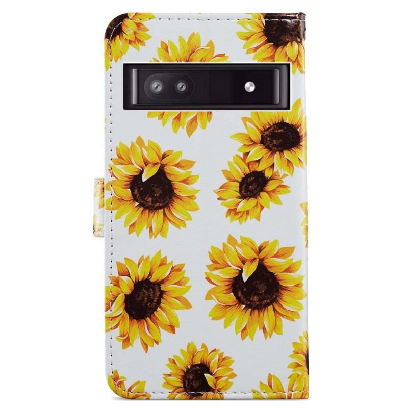 Housse Google Pixel 7A Tournesols à Lanière