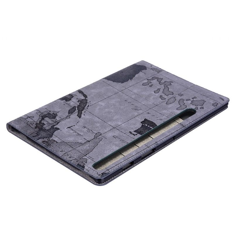 Housse Samsung Galaxy Tab S6 Carte du Monde - Gris