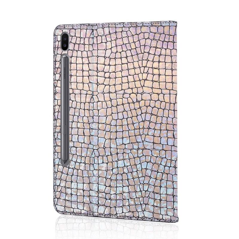 Housse Samsung Galaxy Tab S6 Glamour effet croco paillettes