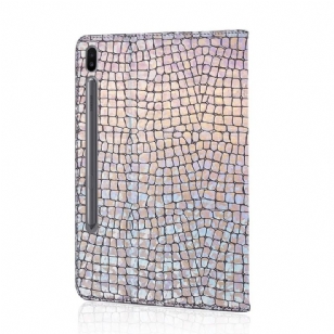 Housse Samsung Galaxy Tab S6 Glamour effet croco paillettes