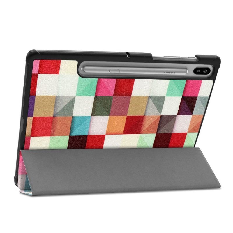 Samsung Galaxy Tab S6 - Coque avec rabat intelligent carreaux colorés