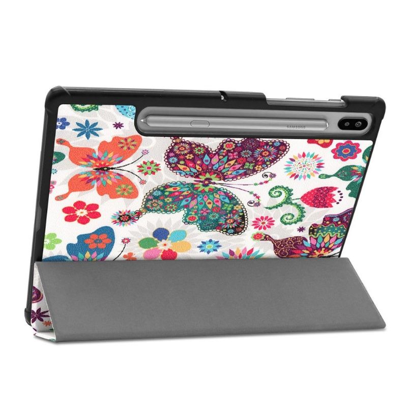 Samsung Galaxy Tab S6 - Coque avec rabat intelligent papillons et fleurs