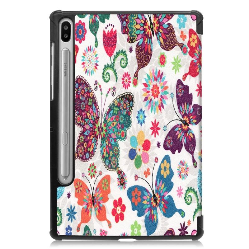 Samsung Galaxy Tab S6 - Coque avec rabat intelligent papillons et fleurs